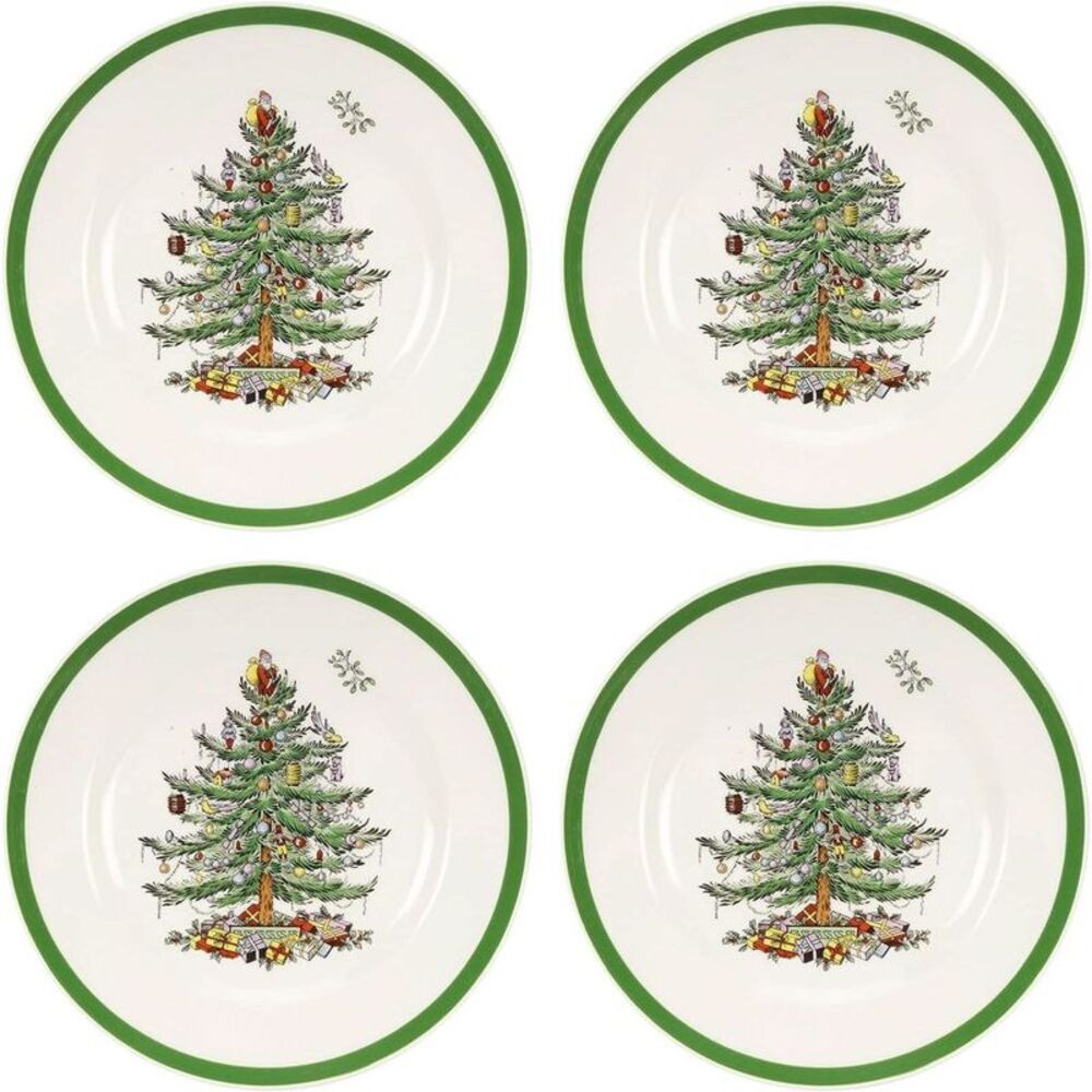 Spode Christmas Tree 8" Earthenware Salad Plates Set of 4